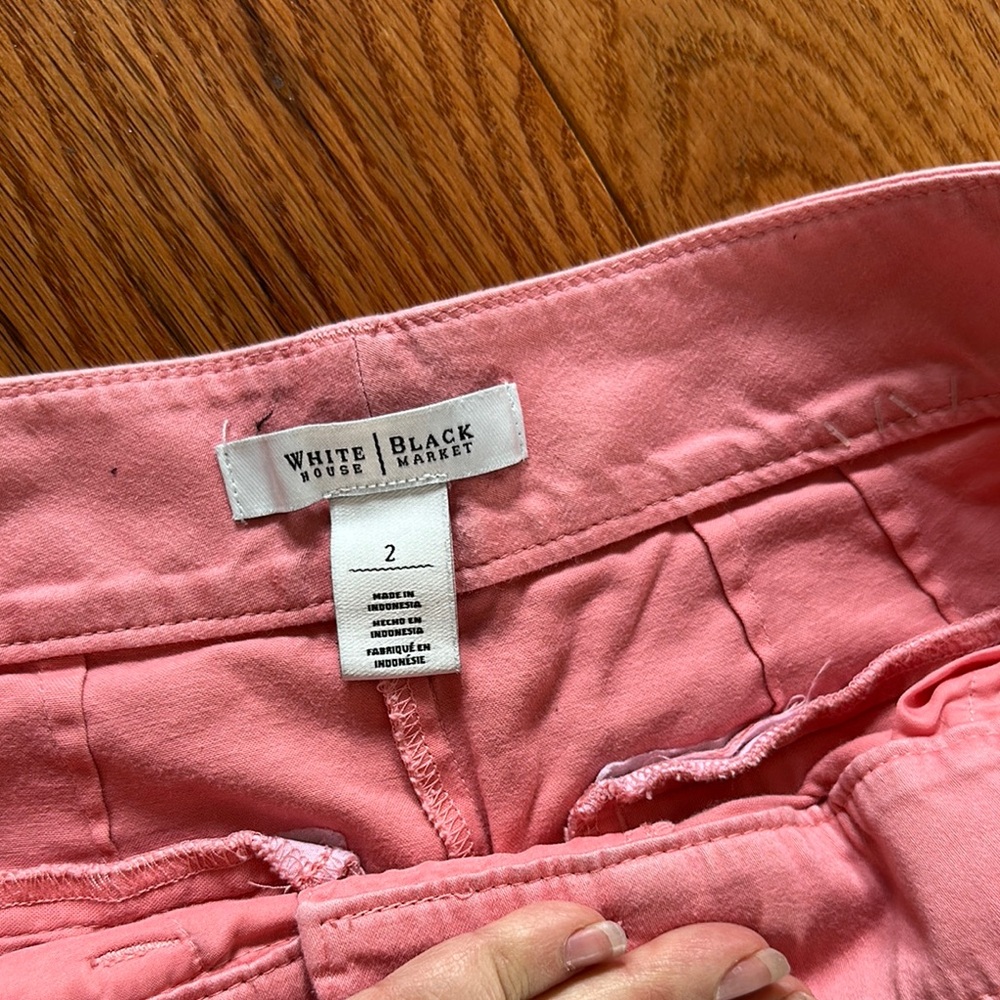 White House Black Market High Waist Pink and Green Summer Shorts - Picture 3 of 10